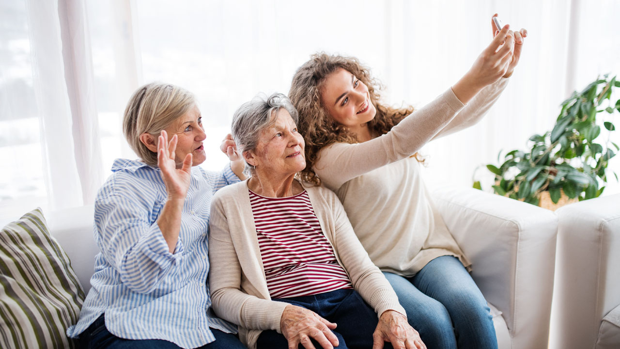 Mother daughter and grandma having a selfie